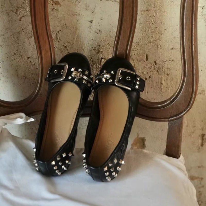 Women'S Shoes - حذاء ماري جين نسائي مسطح منخفض
